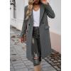 image:imageCHARTOU Women Elegant Lapel Tweed Pea Coats Trench Long Wool Double Breasted Casual Office Overcoat WinterGrey