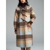 image:imageCHARTOU Women Fall Winter Wool Long Pea Coat Vintage Plaid Lapel Doll Collar Button down Midi Trench OvercoatCamel