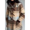 image:imageCHARTOU Women Fall Winter Wool Long Pea Coat Vintage Plaid Lapel Doll Collar Button down Midi Trench OvercoatCamel
