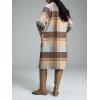 image:imageCHARTOU Women Fall Winter Wool Long Pea Coat Vintage Plaid Lapel Doll Collar Button down Midi Trench OvercoatCamel
