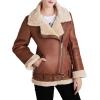 image:imageCHARTOU Women Faux Leather Jacket Fur Lined Winter Coat Warm Zip Up Notched Collar Moto Bomber JacketBrown Fur