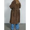 image:imageCHARTOU Women Faux Suede Long Winter Coats Oversized Lapel Collar Button Down Jacket Overcoat with BeltBrown