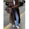 image:imageCHARTOU Women Faux Suede Long Winter Coats Oversized Lapel Collar Button Down Jacket Overcoat with BeltBrown