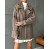image:imageCHARTOU Women Herringbone Wool Coat Notch Lapel Double Breasted Midi Overcoat Dressy Winter Trench Pea CoatBrown