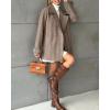 image:imageCHARTOU Women Herringbone Wool Coat Notch Lapel Double Breasted Midi Overcoat Dressy Winter Trench Pea CoatBrown