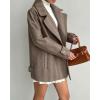 image:imageCHARTOU Women Herringbone Wool Coat Notch Lapel Double Breasted Midi Overcoat Dressy Winter Trench Pea CoatBrown