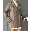image:imageCHARTOU Women Herringbone Wool Coat Notch Lapel Double Breasted Midi Overcoat Dressy Winter Trench Pea CoatBrown