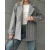 image:imageCHARTOU Women Herringbone Wool Coat Notch Lapel Double Breasted Midi Overcoat Dressy Winter Trench Pea CoatGrey
