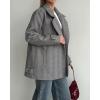 image:imageCHARTOU Women Herringbone Wool Coat Notch Lapel Double Breasted Midi Overcoat Dressy Winter Trench Pea CoatGrey