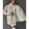 image:imageCHARTOU Women Herringbone Wool Coat Notch Lapel Double Breasted Midi Overcoat Dressy Winter Trench Pea CoatWhite