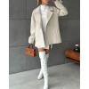 image:imageCHARTOU Women Herringbone Wool Coat Notch Lapel Double Breasted Midi Overcoat Dressy Winter Trench Pea CoatWhite
