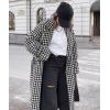 image:imageCHARTOU Women Houndstooth Long Overcoat Jacket Oversized Notch Lapel Button Down Outwear Coat with BeltBlack