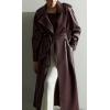 image:imageCHARTOU Women Long Winter Trench Coat Pu Faux Leather Jacket Vegan Pleather Duster Overcoat with BeltWine