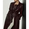 image:imageCHARTOU Women Long Winter Trench Coat Pu Faux Leather Jacket Vegan Pleather Duster Overcoat with BeltWine