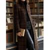 image:imageCHARTOU Women Long Wool Plaid Pea Coat Fall Winter Casual Single Breasted Midi Trench Overcoat OutwearKhaki