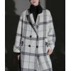 image:imageCHARTOU Women Long Wool Plaid Pea Coat Winter Notched Lapel Double Breasted Warm Trench OvercoatWhite