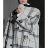 image:imageCHARTOU Women Long Wool Plaid Pea Coat Winter Notched Lapel Double Breasted Warm Trench OvercoatWhite