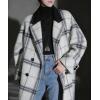 image:imageCHARTOU Women Long Wool Plaid Pea Coat Winter Notched Lapel Double Breasted Warm Trench OvercoatWhite