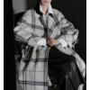 image:imageCHARTOU Women Long Wool Plaid Pea Coat Winter Notched Lapel Double Breasted Warm Trench OvercoatWhite