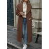image:imageCHARTOU Women Long Wool Trench Pea Coats Winter Lapel Collar Open Front Overcoat with PocketsBrown