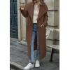 image:imageCHARTOU Women Long Wool Trench Pea Coats Winter Lapel Collar Open Front Overcoat with PocketsBrown