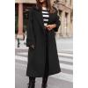 image:imageCHARTOU Women Loose Long Wool Coat Notched Lapel Peacoat Woolen Jacket Winter Warm Overcoat Pea Coat Trench CoatBlack