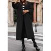 image:imageCHARTOU Women Loose Long Wool Coat Notched Lapel Peacoat Woolen Jacket Winter Warm Overcoat Pea Coat Trench CoatBlack
