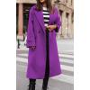 image:imageCHARTOU Women Loose Long Wool Coat Notched Lapel Peacoat Woolen Jacket Winter Warm Overcoat Pea Coat Trench CoatPurple