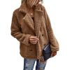 image:imageCHARTOU Women Oversized Fluffy Sherpa Fleece Jacket Teddy Bear Coat Winter Warm Faux Shearling OvercoatCamel