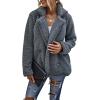 image:imageCHARTOU Women Oversized Fluffy Sherpa Fleece Jacket Teddy Bear Coat Winter Warm Faux Shearling OvercoatDark Grey