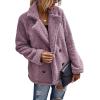 image:imageCHARTOU Women Oversized Fluffy Sherpa Fleece Jacket Teddy Bear Coat Winter Warm Faux Shearling OvercoatPink Purple
