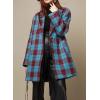 image:imageCHARTOU Women Plaid Long Winter Coats Wool Blend Loose Fit Dressy Lady Jacket Trench Coat OutwearBlue