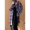 image:imageCHARTOU Women Plaid Long Winter Coats Wool Blend Loose Fit Dressy Lady Jacket Trench Coat OutwearBlue