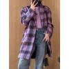 image:imageCHARTOU Women Plaid Long Winter Coats Wool Blend Loose Fit Dressy Lady Jacket Trench Coat OutwearPurple