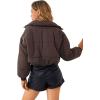 image:imageCHARTOU Women Short Cropped Puffer Jacket Parka Warm Quilted Bomber Jacket Coat Crop OvercoatBrown