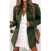 image:imageCHARTOU Women Slim Open Front Pea Coat Wool Jacket Mid Long Blazer Trench Coat Peacoat Winter Dress Coat OvercoatArmy Green