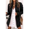 image:imageCHARTOU Women Slim Open Front Pea Coat Wool Jacket Mid Long Blazer Trench Coat Peacoat Winter Dress Coat OvercoatBlack