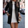 image:imageCHARTOU Women Slim Open Front Pea Coat Wool Jacket Mid Long Blazer Trench Coat Peacoat Winter Dress Coat OvercoatBlack