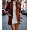 image:imageCHARTOU Women Slim Open Front Pea Coat Wool Jacket Mid Long Blazer Trench Coat Peacoat Winter Dress Coat OvercoatBrick Red