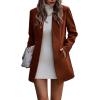 image:imageCHARTOU Women Slim Open Front Pea Coat Wool Jacket Mid Long Blazer Trench Coat Peacoat Winter Dress Coat OvercoatBrick Red