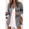 image:imageCHARTOU Women Slim Open Front Pea Coat Wool Jacket Mid Long Blazer Trench Coat Peacoat Winter Dress Coat OvercoatGrey