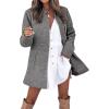 image:imageCHARTOU Women Slim Open Front Pea Coat Wool Jacket Mid Long Blazer Trench Coat Peacoat Winter Dress Coat OvercoatGrey