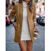 image:imageCHARTOU Women Slim Open Front Pea Coat Wool Jacket Mid Long Blazer Trench Coat Peacoat Winter Dress Coat OvercoatKhaki