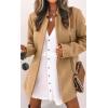 image:imageCHARTOU Women Slim Open Front Pea Coat Wool Jacket Mid Long Blazer Trench Coat Peacoat Winter Dress Coat OvercoatKhaki