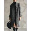 image:imageCHARTOU Women Suede Long Trench Coat Single Breast Faux Leather Peacoat Jacket Stand Collar Fall Winter TopsDark Grey