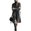 image:imageCHARTOU Women Suede Long Trench Coat Single Breast Faux Leather Peacoat Jacket Stand Collar Fall Winter TopsDark Grey