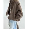 image:imageCHARTOU Women Vintage Houndstooth Short Jacket Coat Fall 2025 Plaid Button Down Outwear Shacket with BeltBrown