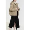 image:imageCHARTOU Women Warm Down Jacket Winter Parka Coat Thicken Puffer Jacket Quilted Hooded Full Zip Outdoor OvercoatKhaki