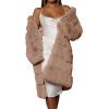 image:imageCHARTOU Women Winter Furry Faux Fur Coat Long Puffer Jacket Long Sleeve Open Front Cardigan OvercoatKhaki