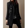 image:imageCHARTOU Women Winter Slim Double Breasted Wool Coat Jacket Peacoat Woolen Overcoat Blazers Mid Long Trench CoatBlack